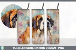 Vintage Saint Bernard Dog Tumbler | Sublimation 20 oz Skinny Product Image 4
