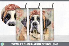 Vintage Saint Bernard Dog Tumbler | Sublimation 20 oz Skinny Product Image 5