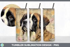 Vintage Saint Bernard Dog Tumbler | Sublimation 20 oz Skinny Product Image 6