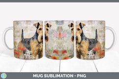 Vintage Airedale Terrier Dog Mug Wrap | Sublimation Coffee C Product Image 4