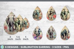 Vintage Elephant Teardrop Earrings | Sublimation Earrings De Product Image 2