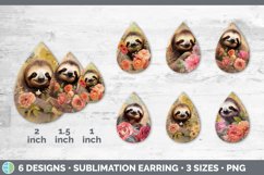 Vintage Sloth Teardrop Earrings | Sublimation Earrings Desig Product Image 2