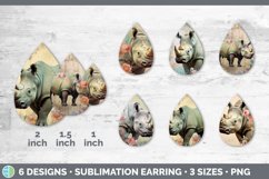 Vintage Rhino Teardrop Earrings | Sublimation Earrings Desig Product Image 2