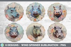 Vintage Hippo Wind Spinner | Sublimation Spinner Designs Bun Product Image 2