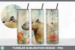 Vintage Capybara Tumbler | Sublimation 20 oz Skinny Tumbler Product Image 2