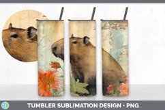 Vintage Capybara Tumbler | Sublimation 20 oz Skinny Tumbler Product Image 4