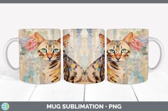 Vintage Bengal Cat Mug Wrap | Sublimation Coffee Cup Designs Product Image 3