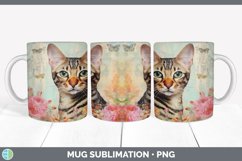 Vintage Bengal Cat Mug Wrap | Sublimation Coffee Cup Designs Product Image 4
