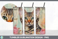 Vintage Bengal Cat Tumbler | Sublimation 20 oz Skinny Tumble Product Image 5