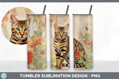 Vintage Bengal Cat Tumbler | Sublimation 20 oz Skinny Tumble Product Image 6