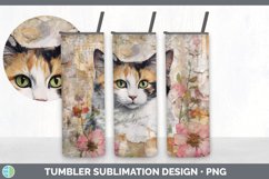 Vintage Calico Cat Tumbler | Sublimation 20 oz Skinny Tumble Product Image 3