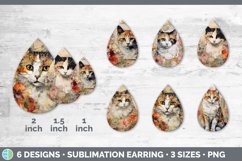 Vintage Calico Cat Teardrop Earrings | Sublimation Earrings Product Image 2