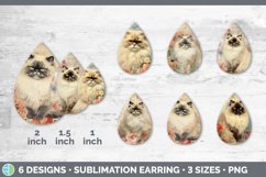 Vintage Himalayan Cat Teardrop Earrings | Sublimation Earrin Product Image 2