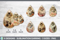 Vintage Maine Coon Cat Teardrop Earrings | Sublimation Earri Product Image 2
