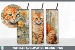Vintage Orange Cat Tumbler | Sublimation 20 oz Skinny Tumble Product Image 2