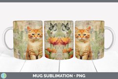 Vintage Orange Cat Mug Wrap | Sublimation Coffee Cup Designs Product Image 3