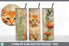 Vintage Orange Cat Tumbler | Sublimation 20 oz Skinny Tumble Product Image 3
