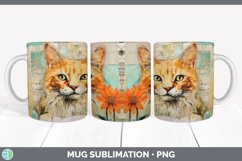 Vintage Orange Cat Mug Wrap | Sublimation Coffee Cup Designs Product Image 4