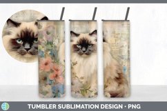 Vintage Ragdoll Cat Tumbler | Sublimation 20 oz Skinny Tumbl Product Image 1