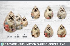 Vintage Ragdoll Cat Teardrop Earrings | Sublimation Earrings Product Image 2