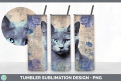 Vintage Russian Blue Cat Tumbler | Sublimation 20 oz Skinny Product Image 3