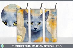 Vintage Russian Blue Cat Tumbler | Sublimation 20 oz Skinny Product Image 4