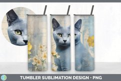Vintage Russian Blue Cat Tumbler | Sublimation 20 oz Skinny Product Image 5