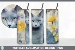 Vintage Russian Blue Cat Tumbler | Sublimation 20 oz Skinny Product Image 6