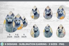 Vintage Russian Blue Cat Teardrop Earrings | Sublimation Ear Product Image 2