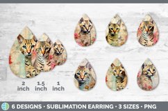 Vintage Savannah Cat Teardrop Earrings | Sublimation Earring Product Image 2