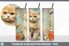 Vintage Scottish Fold Cat Tumbler | Sublimation 20 oz Skinny Product Image 3
