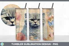 Vintage Scottish Fold Cat Tumbler | Sublimation 20 oz Skinny Product Image 6