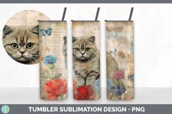 Vintage Scottish Fold Cat Tumbler | Sublimation 20 oz Skinny Product Image 7