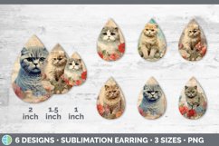 Vintage Scottish Fold Cat Teardrop Earrings | Sublimation Ea Product Image 2