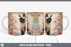 Vintage Siamese Cat Mug Wrap | Sublimation Coffee Cup Design Product Image 1