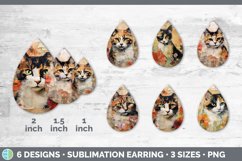 Vintage Tortoiseshell Cat Teardrop Earrings | Sublimation Ea Product Image 2