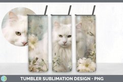 Vintage White Cat Tumbler | Sublimation 20 oz Skinny Tumbler Product Image 4