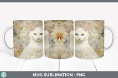 Vintage White Cat Mug Wrap | Sublimation Coffee Cup Designs Product Image 6