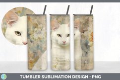 Vintage White Cat Tumbler | Sublimation 20 oz Skinny Tumbler Product Image 6