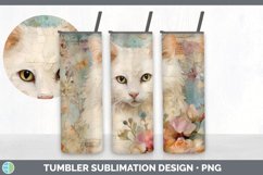 Vintage White Cat Tumbler | Sublimation 20 oz Skinny Tumbler Product Image 7