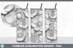 3D White Buttercup Flowers Sublimation 3D Tumbler Wrap Product Image 2