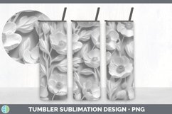 3D White Buttercup Flowers Sublimation 3D Tumbler Wrap Product Image 3
