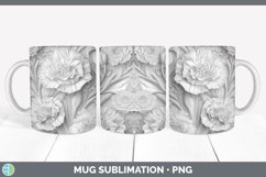 3D White Carnation Flowers Mug Wrap | Sublimation Coffee Cup Product Image 2