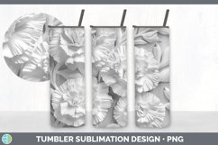 3D White Carnation Flowers Sublimation 3D Tumbler Wrap Product Image 3