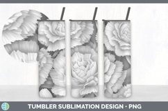 3D White Carnation Flowers Sublimation 3D Tumbler Wrap Product Image 4