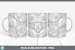 3D White Carnation Flowers Mug Wrap | Sublimation Coffee Cup Product Image 5