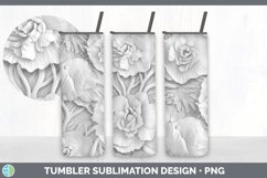 3D White Carnation Flowers Sublimation 3D Tumbler Wrap Product Image 5