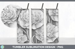 3D White Carnation Flowers Sublimation 3D Tumbler Wrap Product Image 6