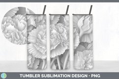 3D White Carnation Flowers Sublimation 3D Tumbler Wrap Product Image 7