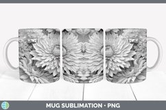 3D White Chrysanthemum Flowers Mug Wrap | Sublimation Coffee Product Image 2